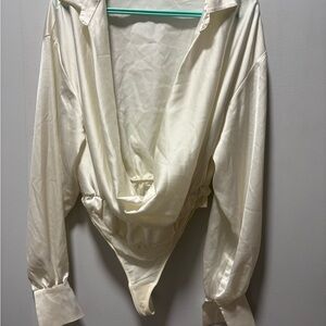 House of CB Cream Satin Bodysuit